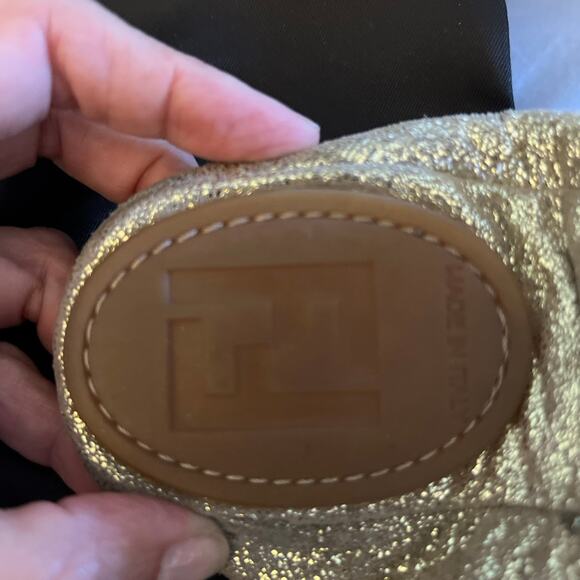 Fendi Ballerina Camacho Cracle Sabina Oro flats - rubber sole shoes Size 37 - Picture 10 of 10